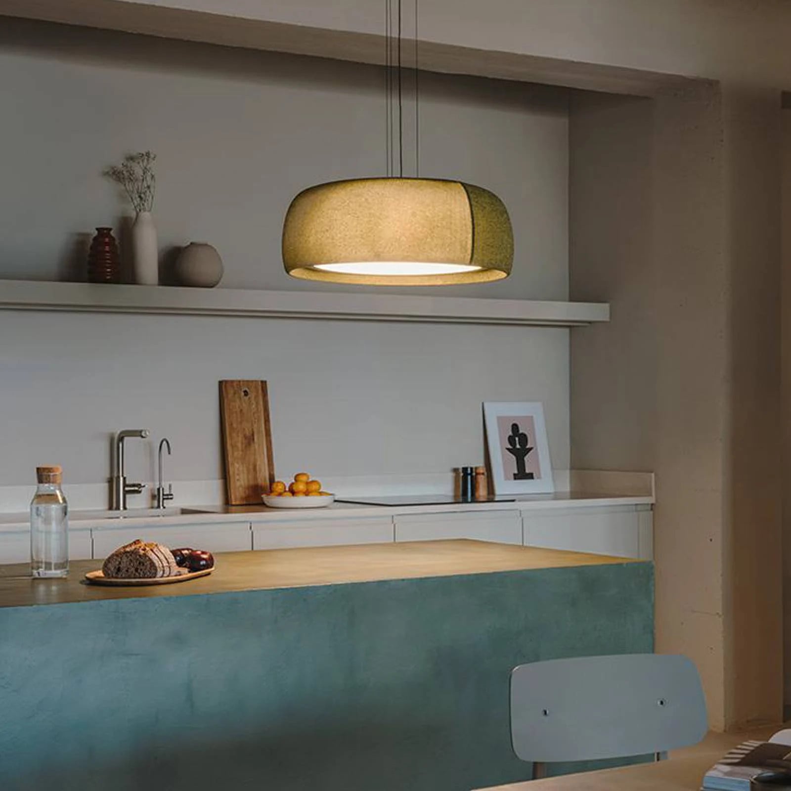LEDS-C4 Gong Hanglamp, Modern, Groen, Dimbaar, Textiel en Metaal