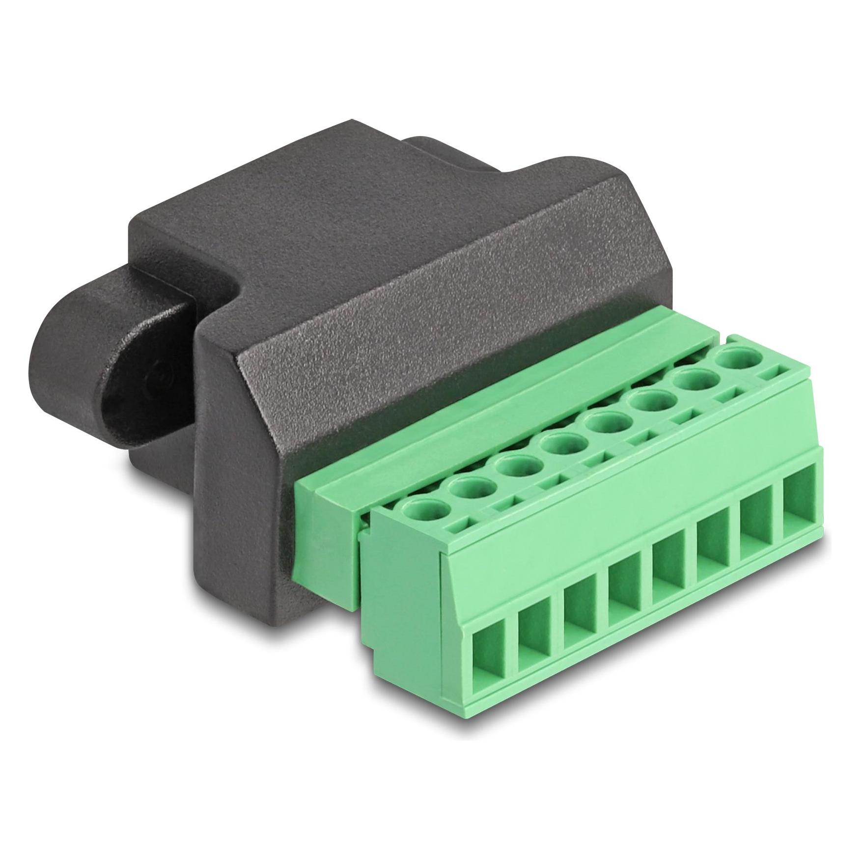 Delock RJ45 Buchse zu Terminalblock Adapter zum Einbau 8 Pin (66589)