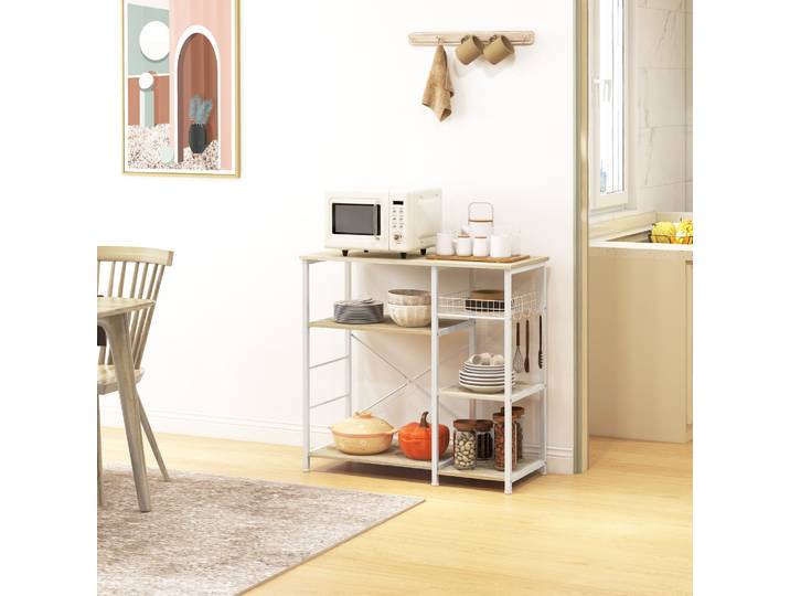 HOMCOM Etagère Cuisine Moderne 4 Crochets 90x40x84.5cm