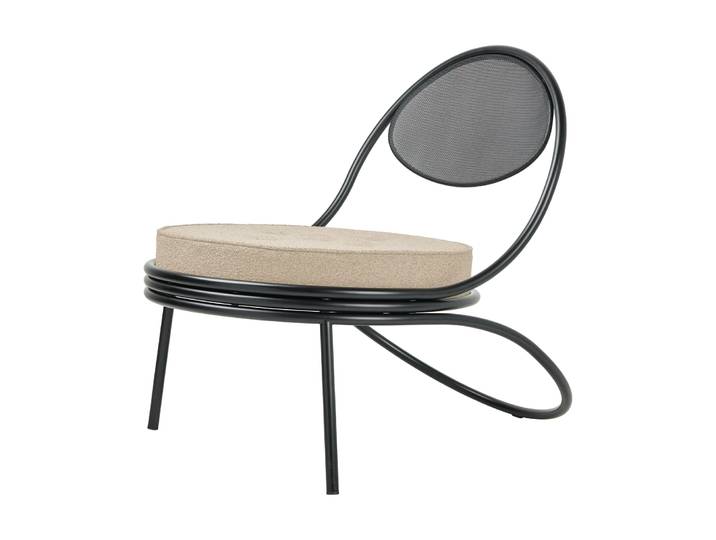 GUBI Copacabana Outdoor Lounge Chair gepolsterter Sitz Lorkey Limonta 41-schwarze Beine
