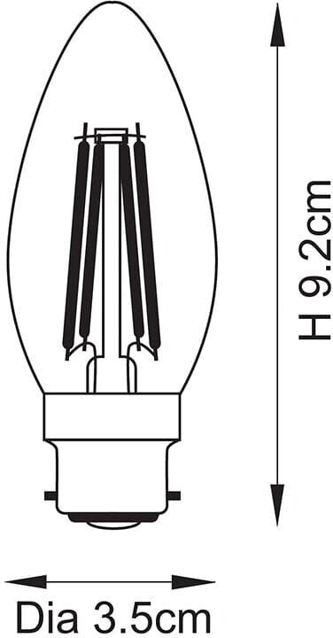 B22 LED Filament Warm White Candle Bulb