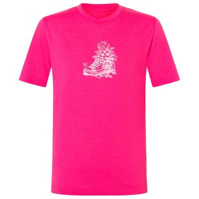 super.natural - Kid's Flower Sneakers Tee - Merinoshirt Gr 128 rosa