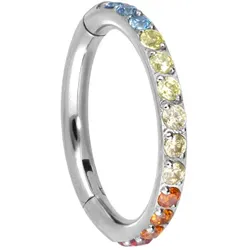 Titan Segmentring Clicker EINGEFASSTE BUNTE KRISTALLE