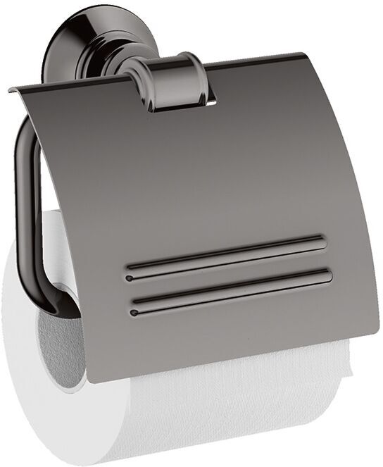 Hansgrohe Papierrollenhalter 42036330 mit Deckel, Metall, Wandmontage, polished black chrome