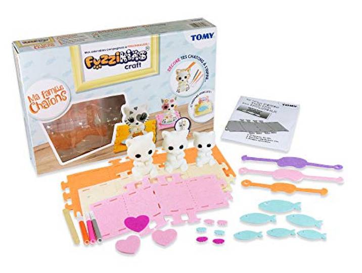Fuzzikins Craft Cozy Cats / E72790 / 3 wasbare katten knutselfiguren om fantasierijk te beschilderen en te beplakken - met kleurrijke accessoires/geschikt voor kinderen vanaf 3 jaar