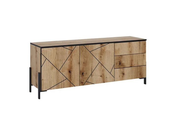 Meuble TV Hatto 150x60cm avec portes et tiroirs Chêne Vicco 56520