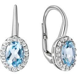 Zeeme Gemstones Ohrhänger 375/- Weißgold Zirkonia und Blautopas