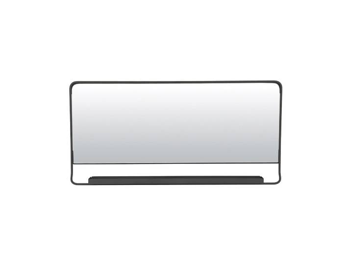 Miroir en métal noir, rectangulaire, étagère intégrée, à fixer -