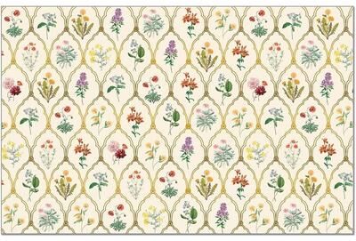 FirstDawn "Wildflowers 24 Sheet Reusable Premium Paper Stock Placemats in Resealable Storage Bag Made in The USA 17"" x 11"""