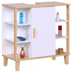 Relaxdays Waschbeckenunterschrank Tür & Ablagen Weiß