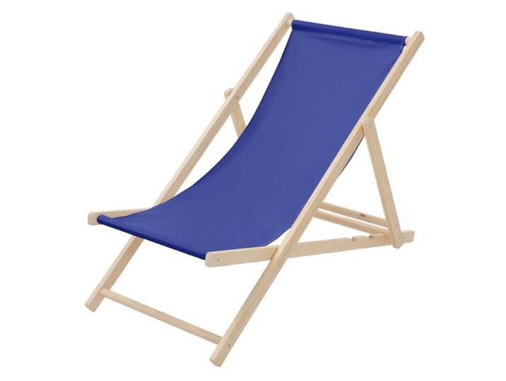 Chaise longue pliable 117x52x10 cm bleu foncé en bois