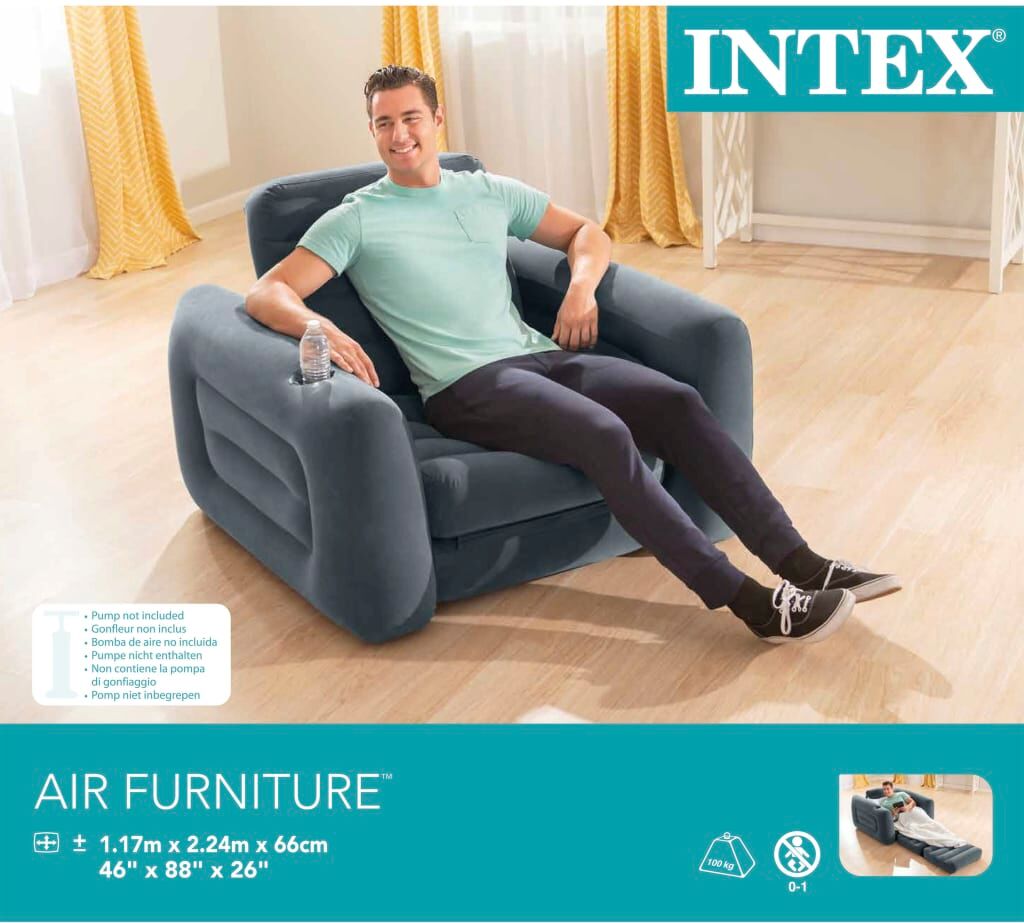 INTEX Fauteuil extensible gris vinyle