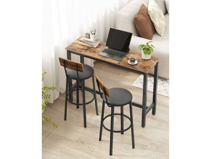 Ensembles de 4 tabourets de bar avec dossier cadre en acier noir