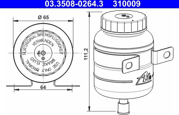 Ate Ausgleichsbehälter, Bremsflüssigkeit 03.3508-0264.3 Für Mercedes Man