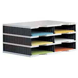 styro Sortierstation Styrodoc grau/schwarz mit 6 Fächer