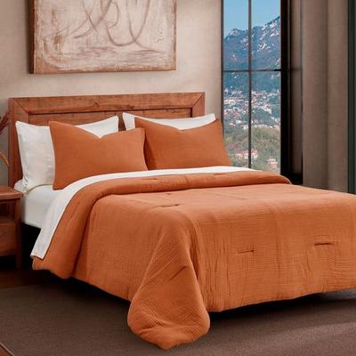 Hiend Accents Cotton Voile Mini Comforter Set, Queen, Clay
