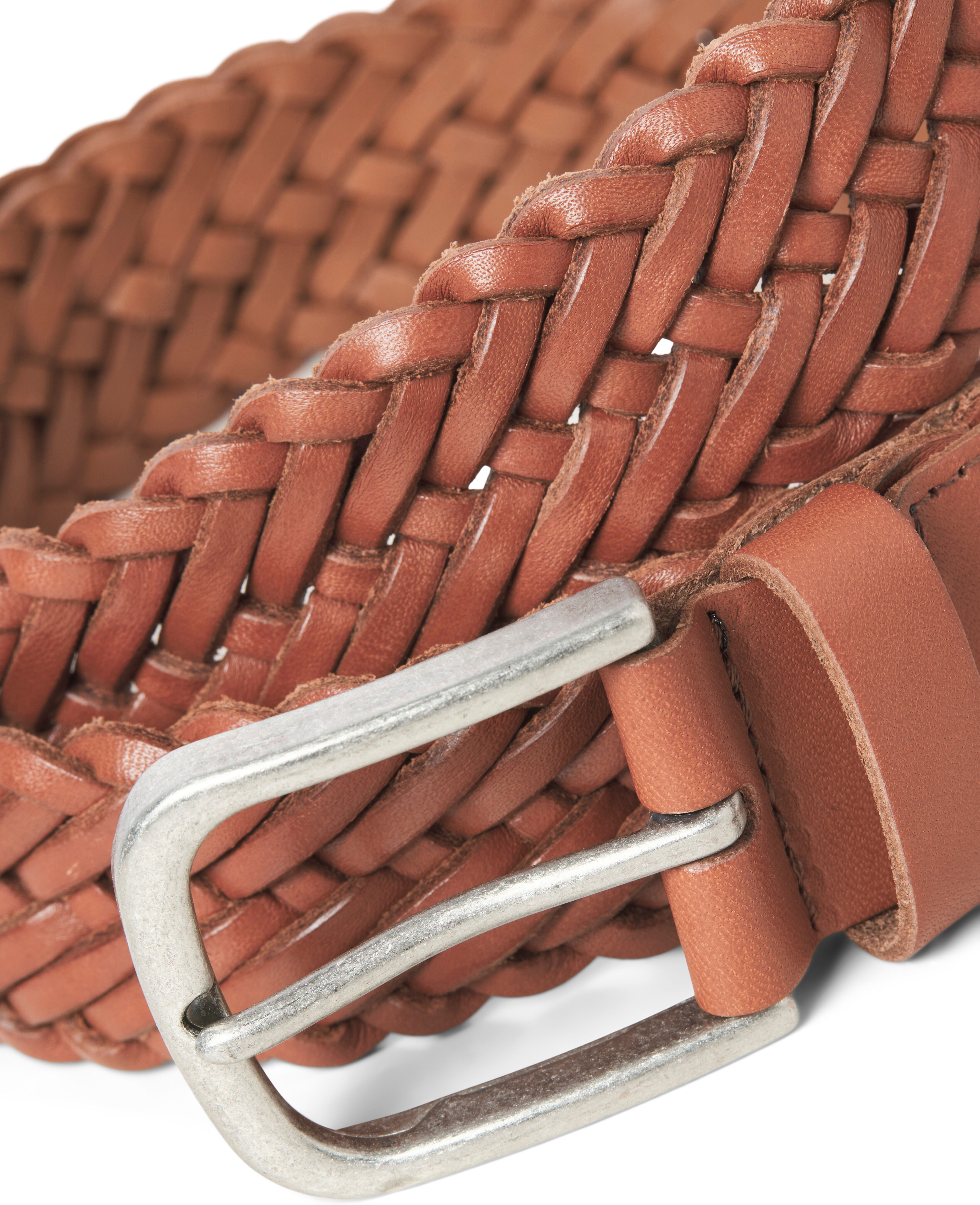 Ledergürtel JACK & JONES "JACJOE BRAIDED LEATHER BELT", Herren, Gr. 80, braun (cognac), Leder, unifarben, Gürtel Ledergürtel cognac 80