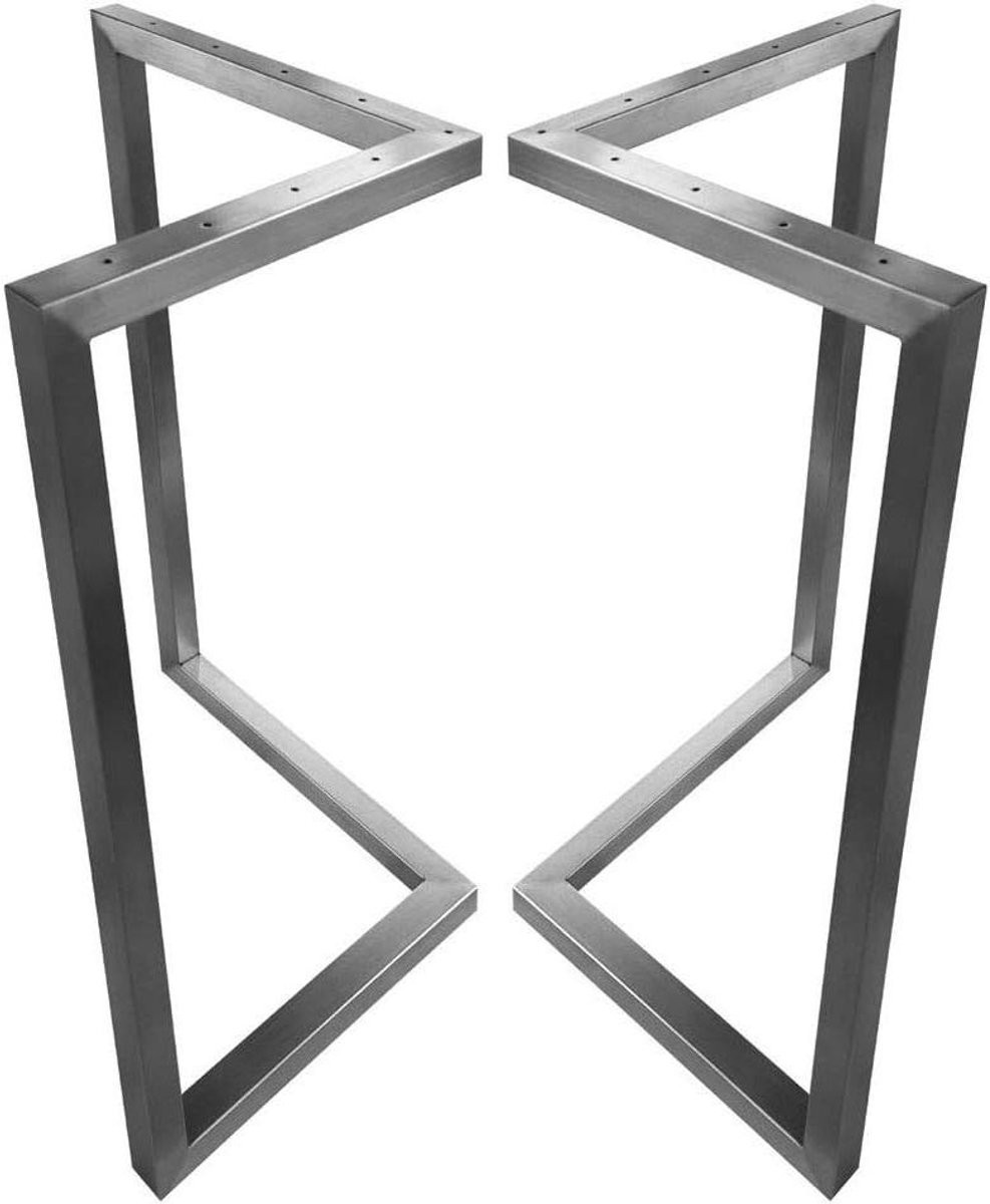 Zilverkleurige tafelpoten set van gepolijst staal, Hoogte: 72 cm
