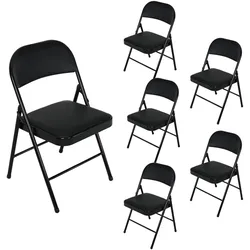 HTI-Living Klappstuhl Kunstleder Gestell Schwarz 6er-Set
