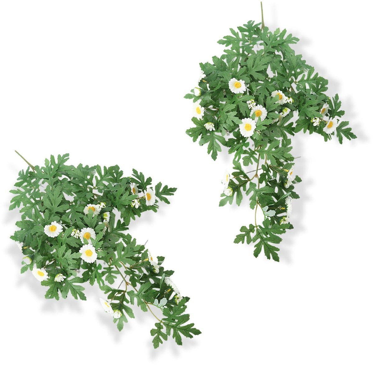 Dailygoods Set van 2 Hangende Kunstplanten met Witte Madeliefjes