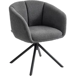 ARMLEHNENSTUHL Loungesessel mit Armlehne, 360° Drehfunktion, Leinenoptik, Dunkelgrau