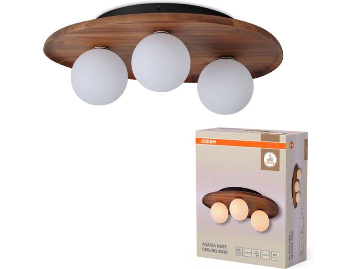OSRAM Deckenleuchte Decor Acacia-Wood Nest , braun (braun, akazie), H: 15,5cm, 1 Stk., Leuchten, braun, Fassung G9, Deckenleuchte