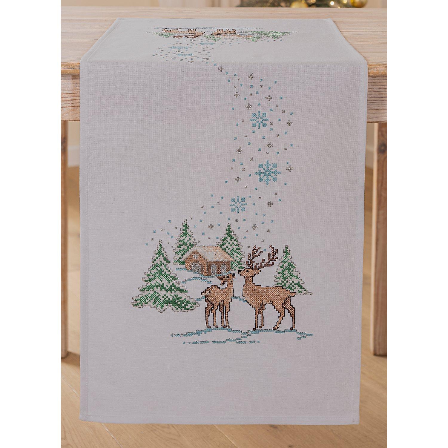 Stickläufer "Rehe Winterlandschaft"