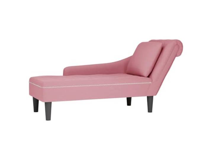 LPERTGFHU Chaiselongue mit Kissen, Samt Liegesofa, Knopfheftung, Rosa Rechte Armlehne, Vielseitig für Schlafzimmer & Büro, Einfache Montage