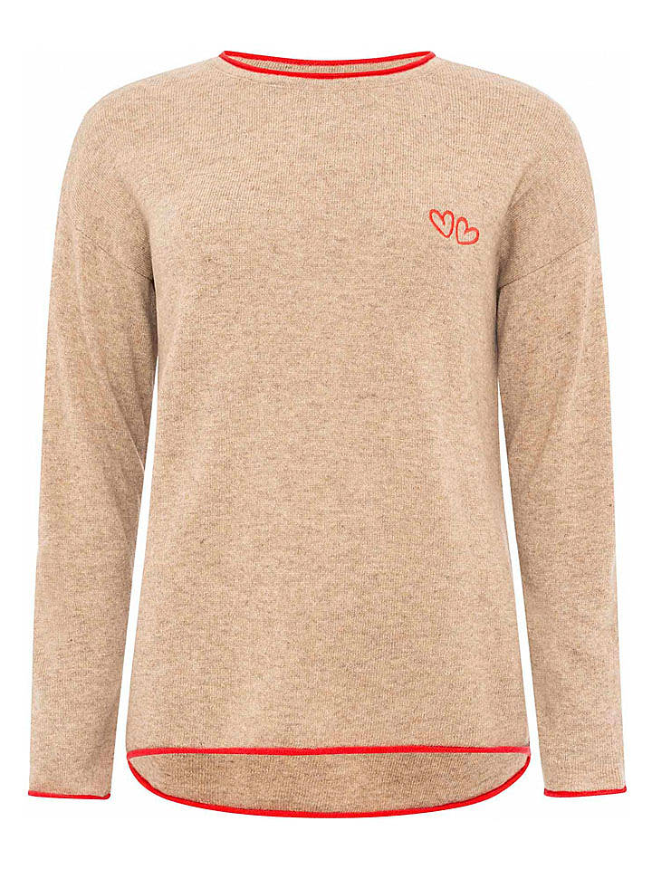 Zwillingsherz Pullover "Doppelherz" in Beige - L