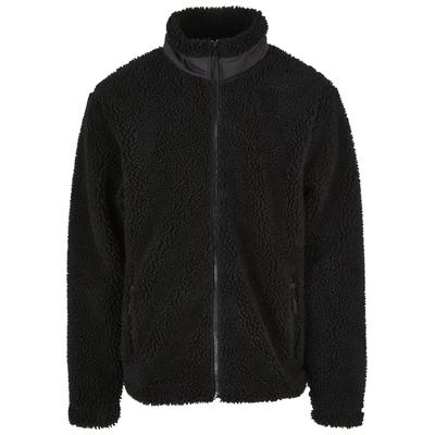 Winterjacke URBAN CLASSICS "Urban Classics Herren Basic Sherpa Jacket", Herren, Gr. S, schwarz, 100% Polyester, unifarben, oversize, Rundhals, Jacken Winterjacke