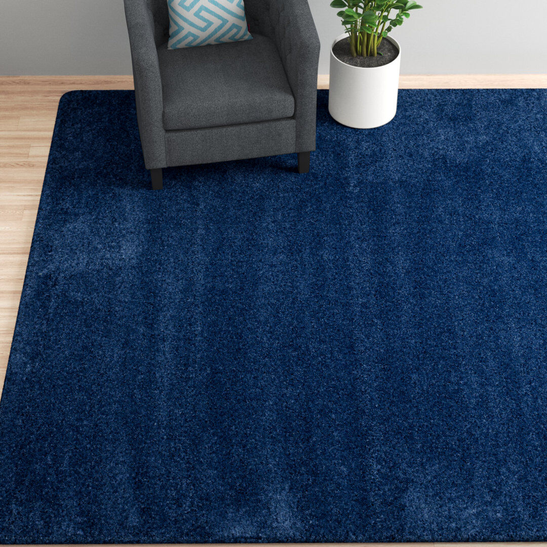 Ebern Designs Ariyah Solid Colour Area Rug Navy Rectangle 183 x 274cm