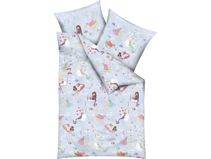 Kinderbettwäsche KAEPPEL Mermaids , bunt, B/L: 100cm x 135cm, 1 Stk., 1 Stk., Feinbiber, B/L: 40cm x 60cm, 2 Stk., Feinbiber, Obermaterial: 100% Baumwolle, Bettwäsche, Kinderbettwäsche, angenehm wärmend