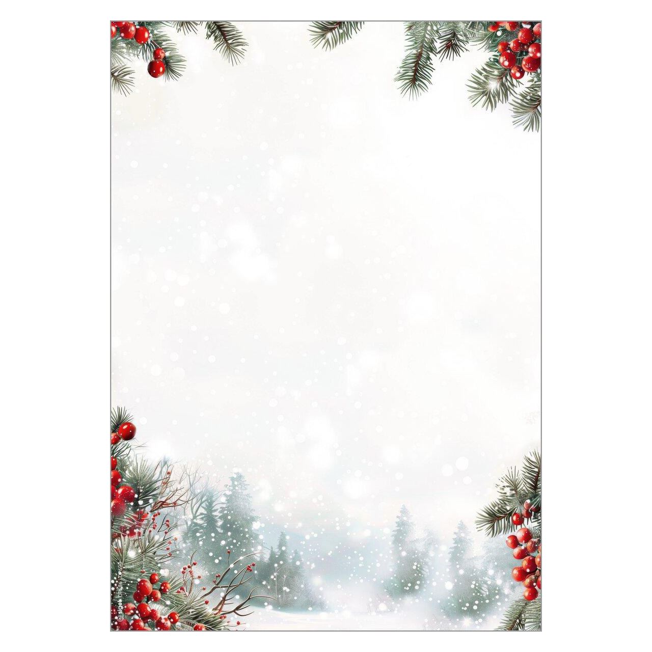 SIGEL Weihnachtsbriefpapier Scandinavian Snow Motiv DIN A4 90 g/qm 25 St.