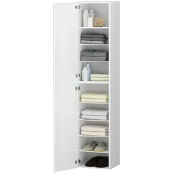 Dmora Bassiano - Mehrzweckschrank 1 Tür, 45x190 cm Weiß, 9 Regale Made in Italy