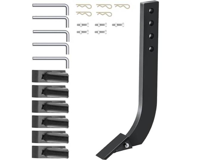 VEVOR Tige de labourage de lame de caisson 464 x 209 mm tige de grattoir de scarificateur 5 pièces tige de ripper 4 trous avec dents et broches coniques amovibles pour remplacement\, creuser\, labourer