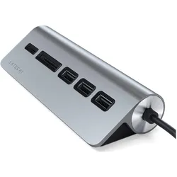 Satechi USB-C Aluminium Hub (USB-C, 5 Ports), Dockingstation + USB Hub, Grau
