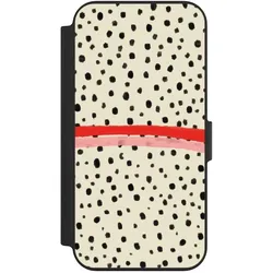 Nivocase Klapphülle für Apple iPhone 13 Handyhülle aus Kunst Leder NIVOflip schwarz Kunst Punkte Streifen (Apple iPhone 13), Smartphone Hülle, Schwarz