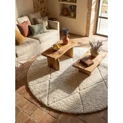 Shaggy-Teppich Polypropylen Creme 120x120 cm - ATRIO   Kadima Design