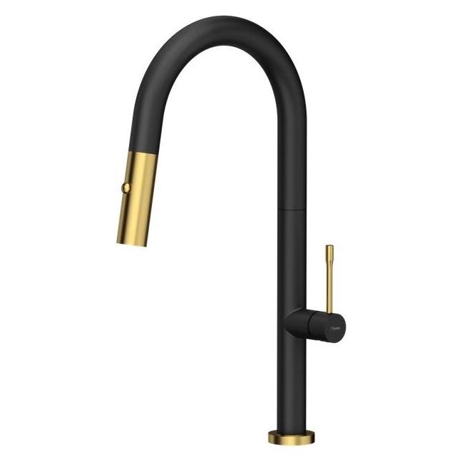 Q Company Felicity T Line SteelQ Stand-Küchenarmatur aus Carbon mit Gold-Finish (84818011) (84818011)