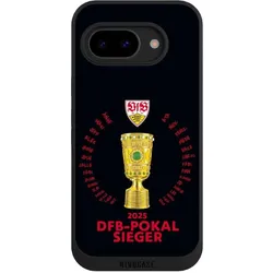 Nivocase Handyhülle für Google Pixel 9a Hülle NIVOpure Case Schwarz Offizielles Lizenzprodukt Pokal VfB (Google Pixel 9a), Smartphone Hülle, Schwarz