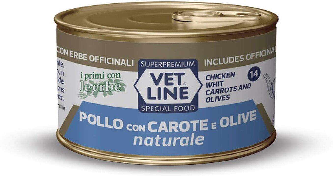 Vetline Vet Line Umido Naturale Pollo Carote e Olive per Gatti 70 g