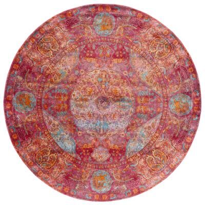 SAFAVIEH Luxor Edeltrude Modern Overdyed Distressed Fuchsia/ Gold Rug