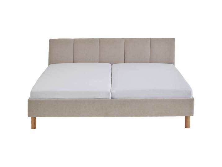 Bett Jess beige Stoff 180 x 200 cm - Bett