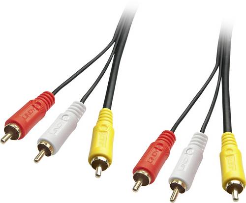 LINDY Composite Cinch AV Anschlusskabel [3x Cinch-Stecker - 3x Cinch-Stecker] 1 m Schwarz