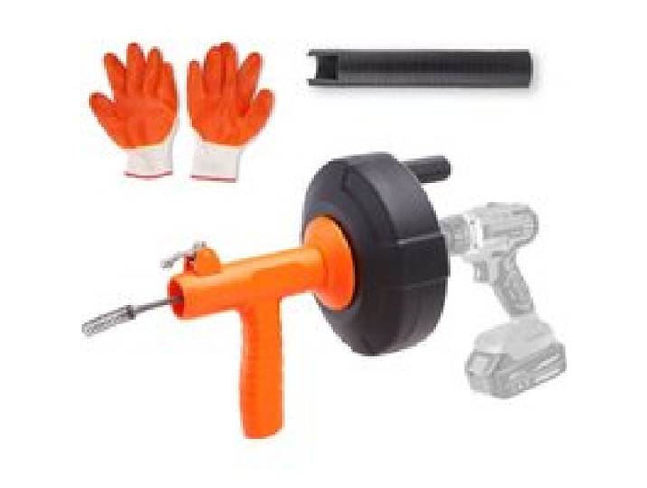 VEVOR Furet Déboucheur de Canalisation 762 cm Furet de Plomberie Alimentation Automatique Tige pour Perceuse Déboucheur Drain avec Tuyau de Protection Gants pour Toilettes Évier Cuisine Salle de Bain