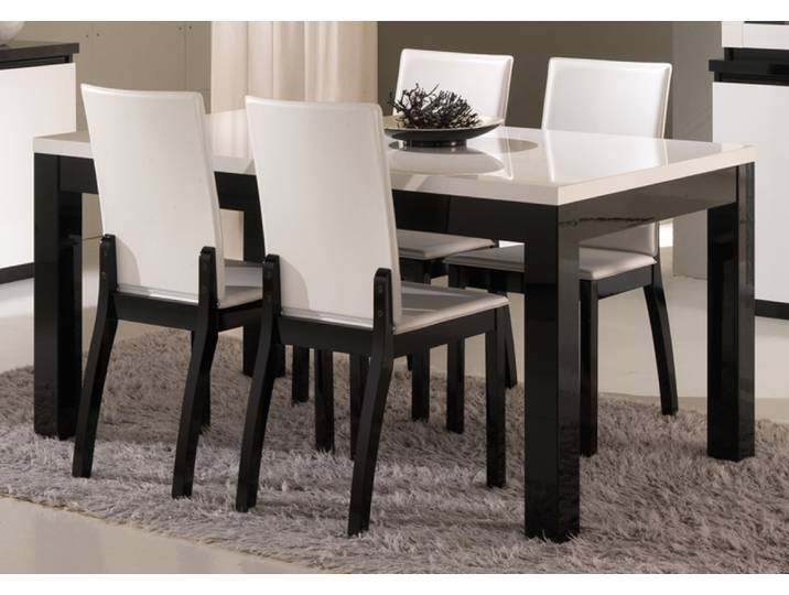 Table de repas Roma laqué bicolore Noir / Blanc - Basika