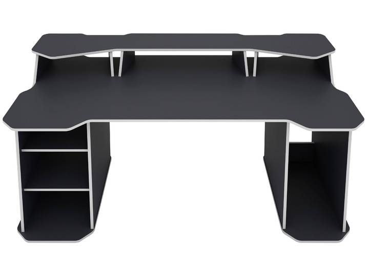 Gamingtisch BYLIVING MATRIX , schwarz (anthrazit mit aufkleberset, anthrazit, anthrazit), B:180cm H:92,6cm T:85cm, Tische, Gamingtisch, 180 cm mit Platz für 3 Bildschirme, gratis Aufkleberset