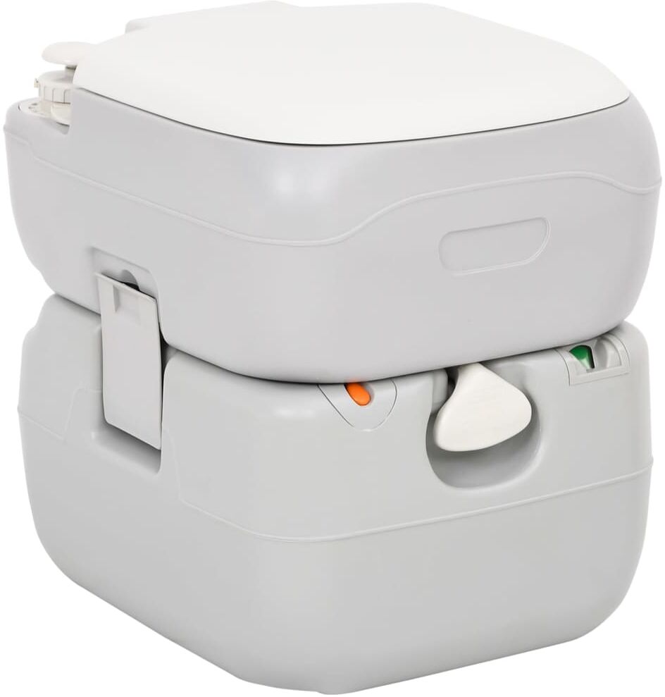 vidaXL Toilette de camping portable gris et blanc 22+12 L PEHD
