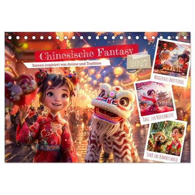 Chinesische Fantasy - Szenen inspiriert von Anime und Tradition (Tischkalender 2027 DIN A5 quer), CALVENDO Monatskalender