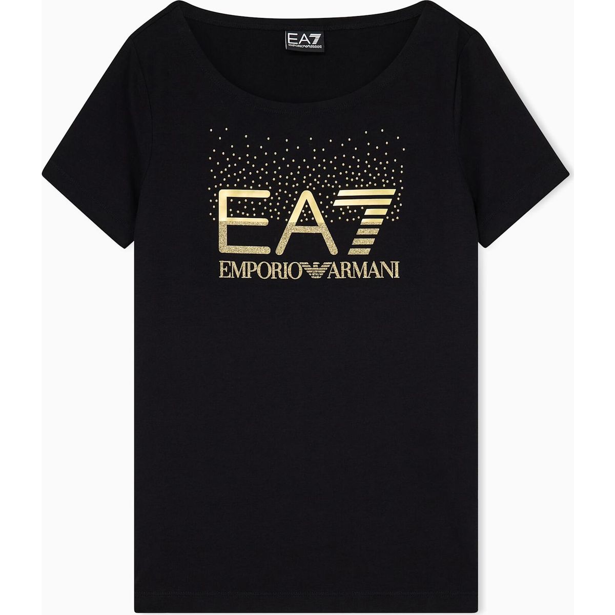 EA7 Train Logo Series W Tee SS Shiny Studs Crossover - Train Logo Series W Tee SS Shiny Studs Crossover black and gold (MC004) L 7W001444 AF10373-MC004-L